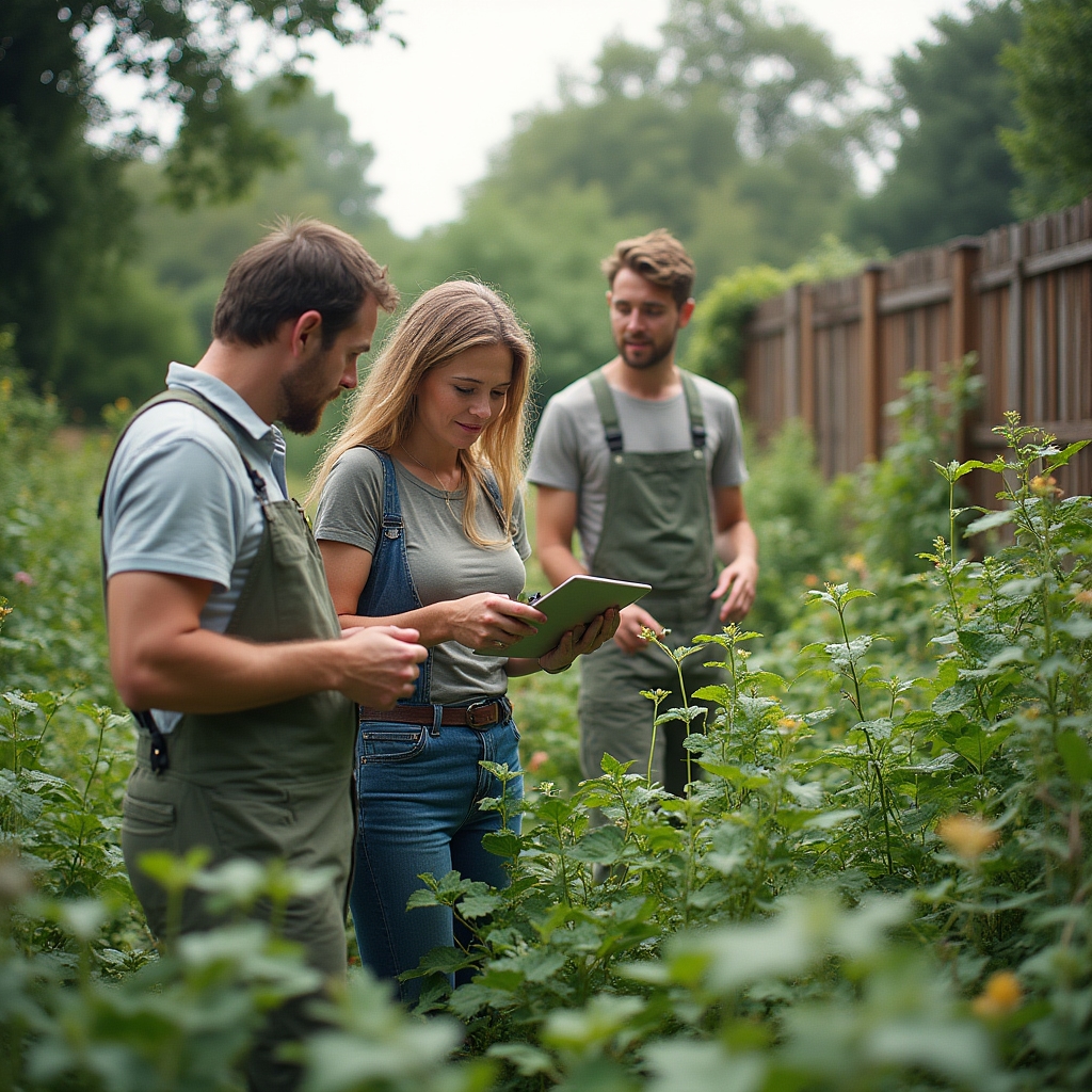 Technologies écologiques intégrées dans un jardin en permaculture français