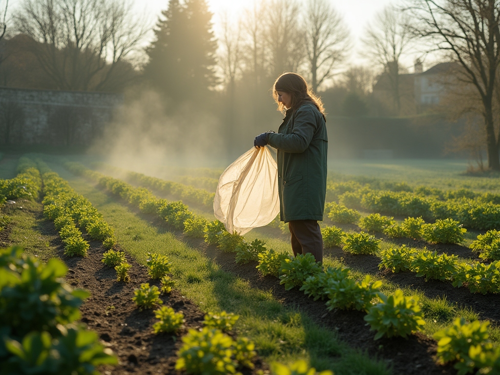 Jardin de printemps français avec jeunes pousses et semis émergents